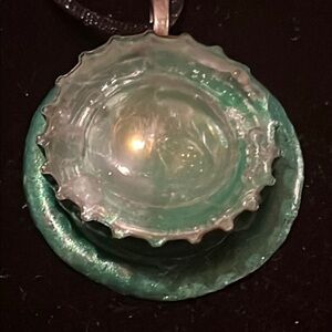 Green and Clear Hand Created Pendant Necklace